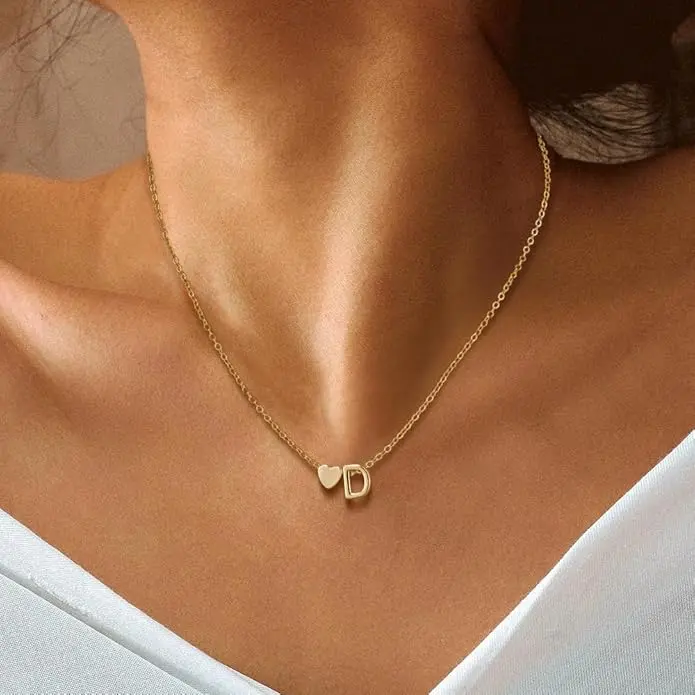 Gold 14K Initial Necklaces for Women - A-Z Letter Pendant Necklace, Adjustable 16.7" Length, Lobster Clasp, High-Quality Materials