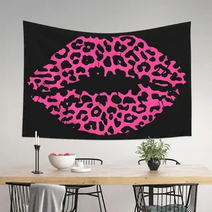 KOSUES Pink Leopard Lips Tapestry Wall Hanging Tapestries Wall Backdrop Room Poster Art Aesthetic Decor for Home Office Bedroom Living Room Dorm 60x40 Inch