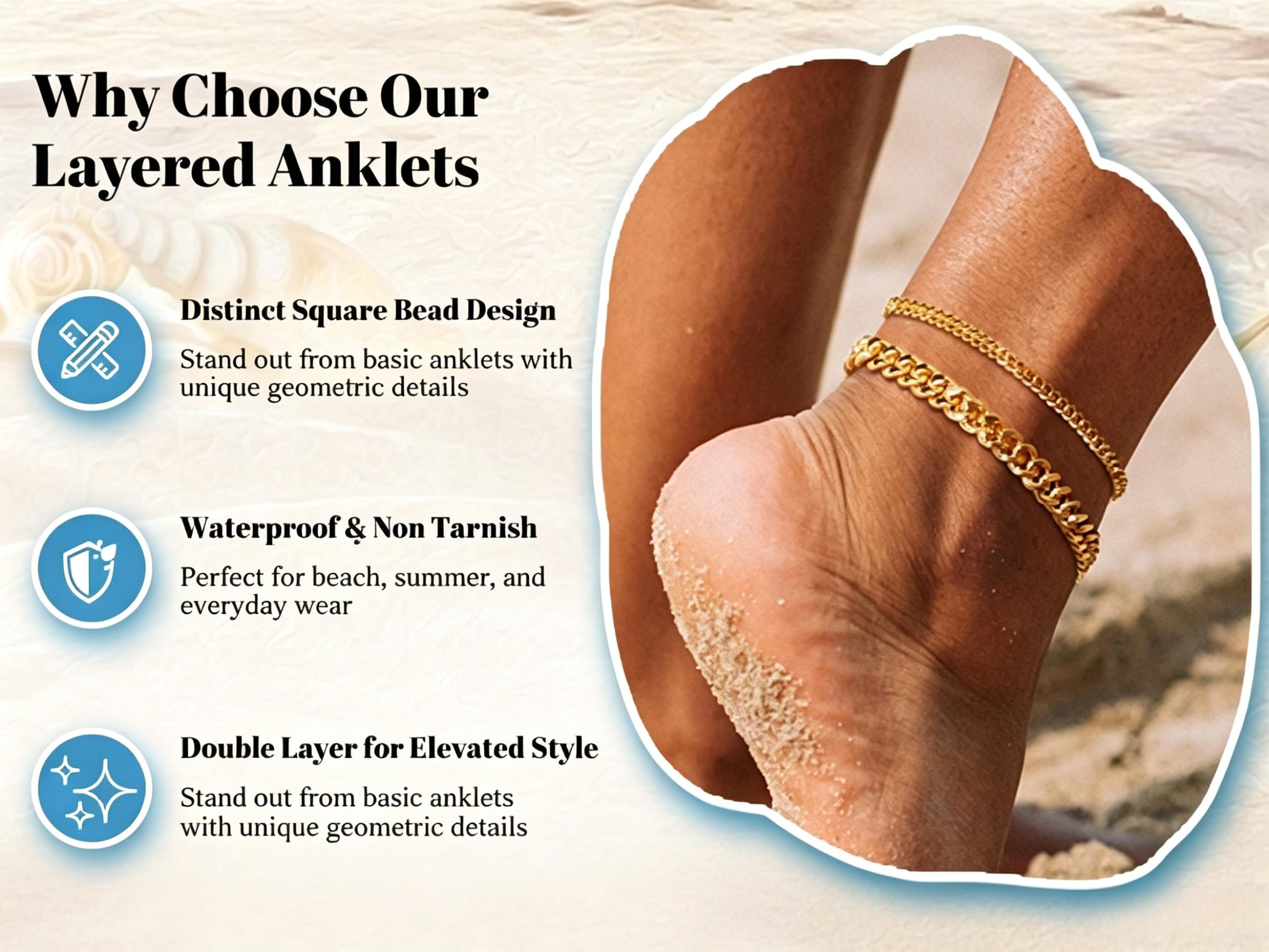 FREEKISS Chunky Cuban Link Chain Anklet for Women Waterproof Adjustable Length 8.5+2 Inch Fashion Chic Accessories Trendy Layered Anklet Set Jewelry Gift Suitable for Summer Beach Vacations Outdoorfun summerwins FREEKISS Chunky Cuban Link Chain Anklet for Women Waterproof Adjustable Length 8.5+2 Inch Fashion Chic Accessories Trendy Layered Anklet Set Jewelry Gift Suitable for Summer Beach Vacations Outdoorfun summerwins