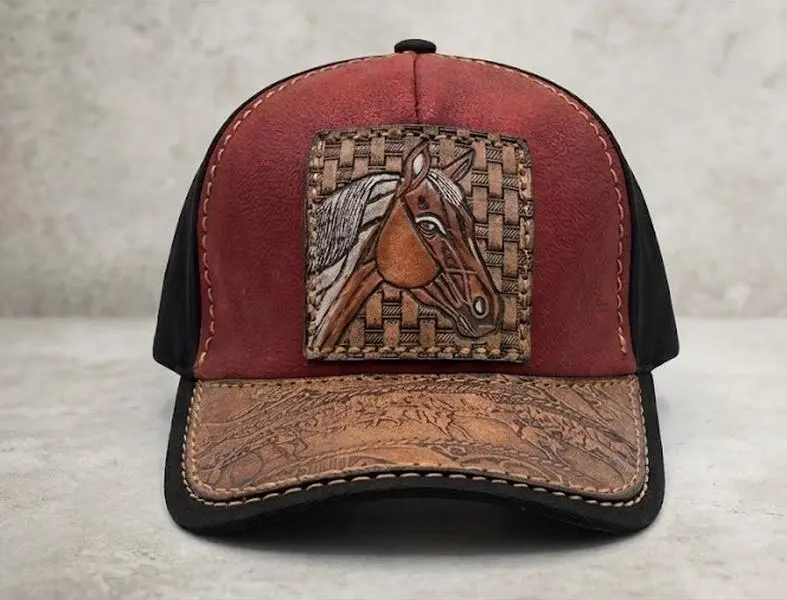 Handmade | Hand Tooled | 100% Genuine Colombian Leather Trucker Style Hat