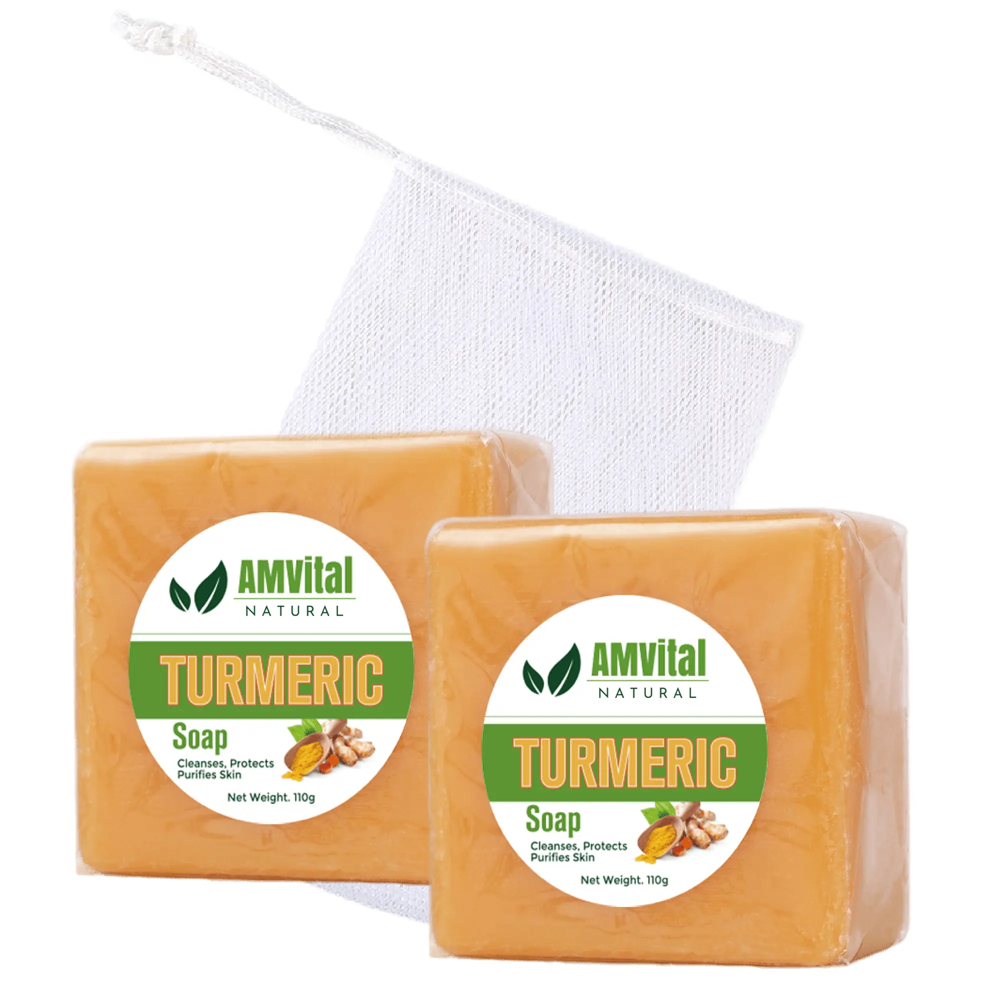 AMVital Turmeric Soap Bar (2 Pack) Facial & Body Soap Handmade Dark Spots, Smooth Skin,  Body Care Comfort Body Care Comfort natural skincare