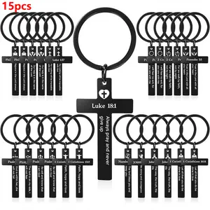 15pcs Christian Cross Keychain |   Stainless Steel Bible Verse Keychains, Religious Inspirational Gifts, Zinc Alloy Chains by LINNO