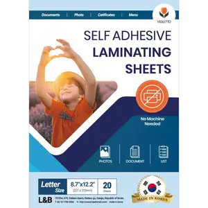 Self Stick Laminating Sheets 8.7 x 12.2 Inches, 4mil, Pack of 20, No Heat, No Machine, Peel and Stick Laminating Sheets, Self Adhesive Contact Paper, Self Sealing Clear Vinyl Stickers