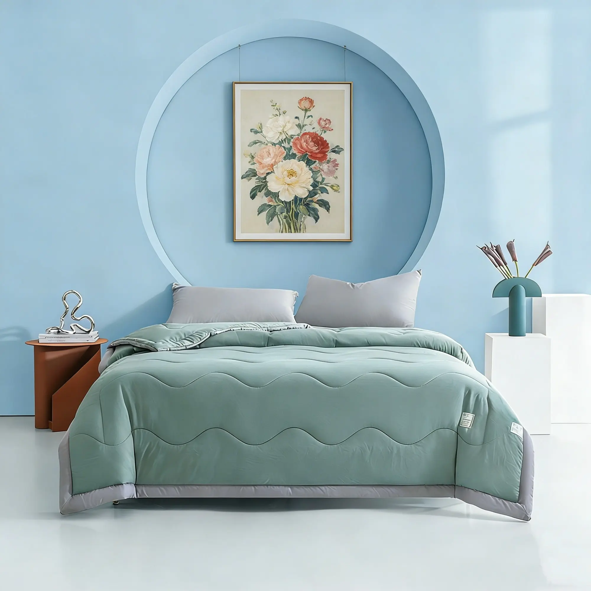 1pc Solid Color Quilted Summer Lightweight Bedspread, Soft Ultra-Fine Fiber All-Season Air Conditioning Blanket, Single Size, Lightweight Quilted Bedspreads