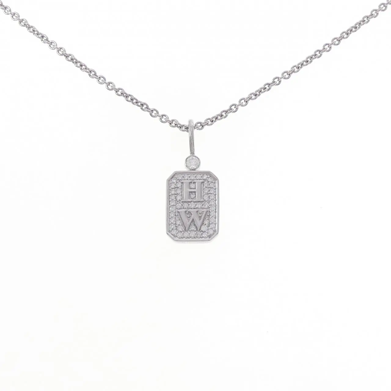 Harry Winston HW Logo Platinum Diamond Necklace