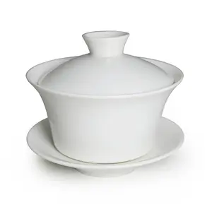 Porcelain Teacups 7oz/ 10oz Gaiwan Chinese Tea Cup Traditional Tea Set with Lid and Saucer jackie  cups