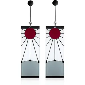 925 Sterling Silver Tanjiro Earrings, Anime Cosplay Tanjiro Black Clip-On Earrings for Men and Women
