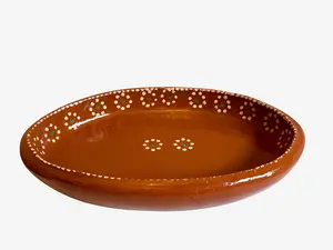 Mexican Plates Clay 10 Inches Oval 6,4,2 Plates Set Traditional Design Entree Plates Mexico Plate
