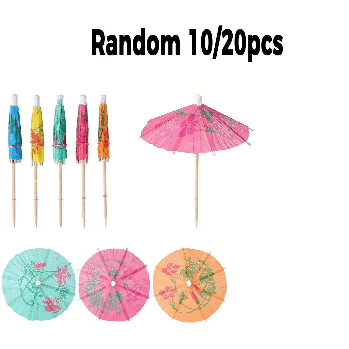 Mini Paper Cocktail Umbrellas, 10/20 Pcs, Party Decor for Hawaiian Cocktails, Juice Drinks, Fruit Drinks, Beverage, Outdoor Camping, Rainbow Lemon Cupcakes