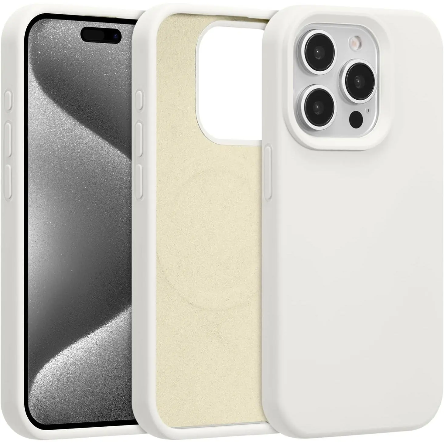 Phone case Magnetic for iPhone 17 16 15 14 13 12 11 Pro max plus Case , Premium Liquid Silicone Case,[Compatible with Magsafe][Soft Anti-Scratch Microfiber Lining],Slim Thin Shockproof Phone Cover-White