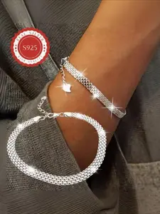 S925 Sterling Silver Wide Chain Bracelet, Cuban Link Bracelet, High Quality Elegant Unique Trendy Chain Bracelet for Men and Women, Bracelet Perfect for Gift Idea, Suitable for All Seasons, Thick Chain Bracelet