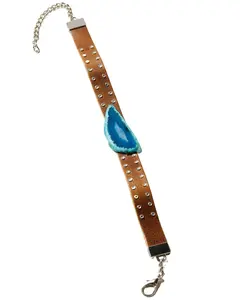 Shyanne Women's Women'S Monument Valley Blue Agate Leather Choker Necklace - Saho22n27