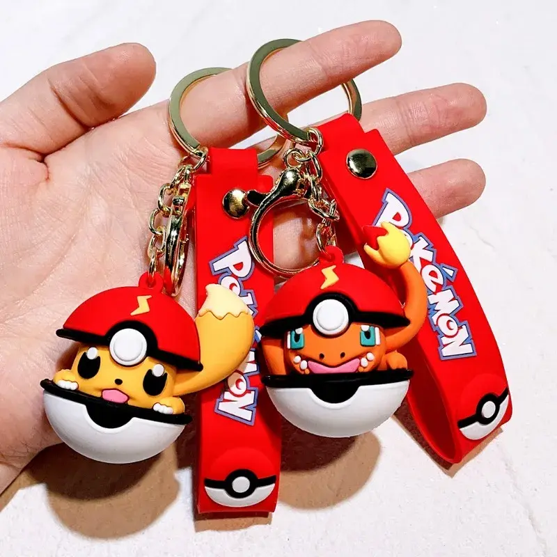Pikachu Keychain, Cute Cartoon Poke Ball Design, For Anime Fans and Kids Gifts, Backpack Pendant Car Keyring Decoration