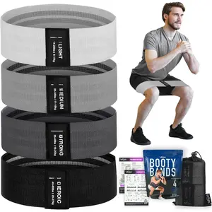 Resistance Bands for Working Out with Workout Bands Guide. 4 Booty Bands for Women Men Fabric Elastic Bands for Exercise Bands Resistance Bands for  Bands for Working Out  Thigh Glute Bands Set