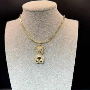 14K Gold Plated Bear Pendant Necklace with Chain - Perfect for Any Occasion or erring
