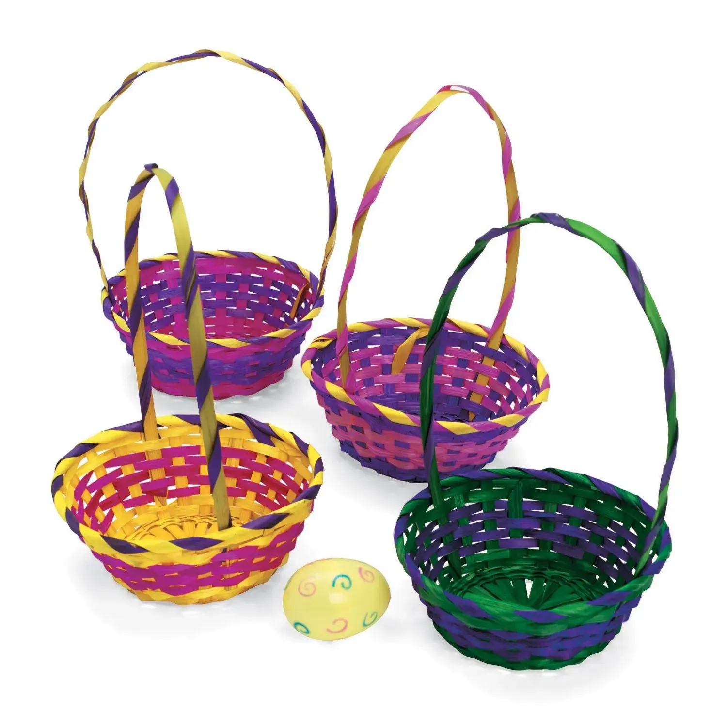 Multicolor Round Bamboo Easter Baskets - 12 Pc.