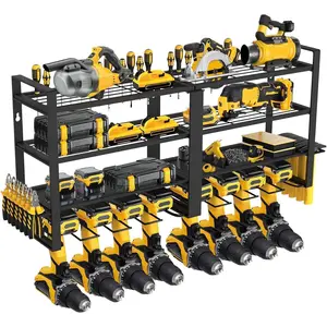 Power Tool Organizer Wall Mount, 4 Layer Tool Shelf Storage Rack, 8 Holders Wall Mount, Gift for Man Cordless Tool Storage Rack for Workshop
