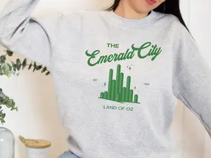 Emerald City Sweatshirt Wizard of Oz Sweatshirt Defy Gravity Witch Pink And Green The Musical Fan  Sweatshirt