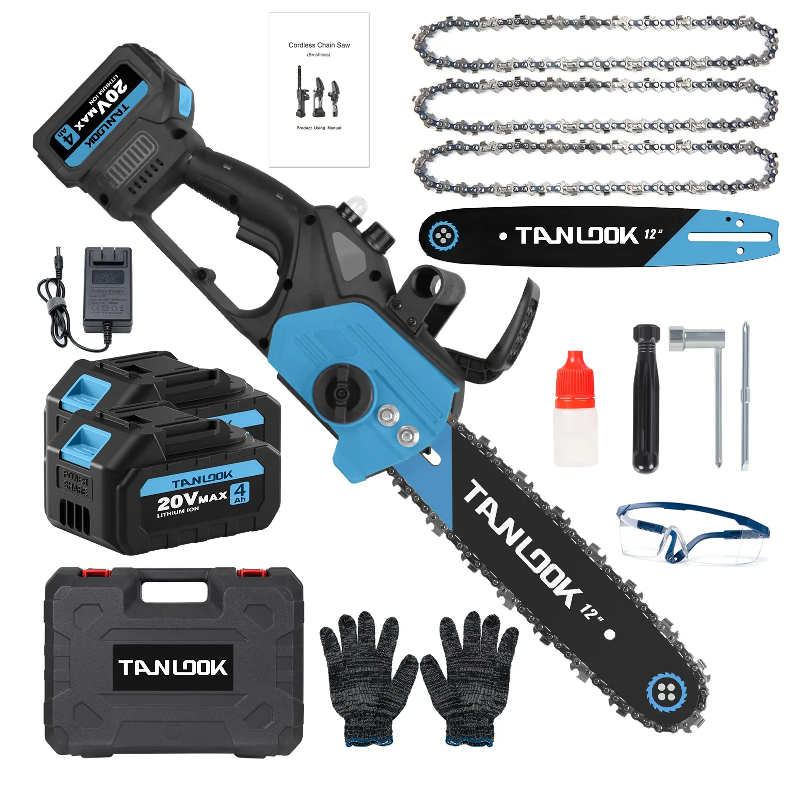 12" Guide Rail Outdoor Cordless Electric Chainsaw - Compact Handheld Tool, Equipped with 2×4Ah Batteries, Highly Efficient for Wood Cutting, Tree Trimming, Camping Firewood Preparation - Ideal for Woodworkers, 2 Batteries