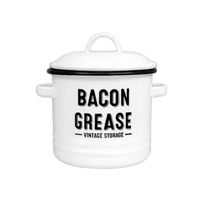 AREL 40oz Bacon Grease Container with Strainer Large Kitchen Oil Storage Can Collector with Lid EaFarmhouse sy-Pour Dishwasher Safe Vintage Storage