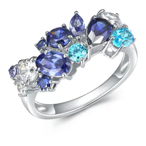 Diamonique 3.35 cttw Multi-Color Cluster Ring, Sterling Silver