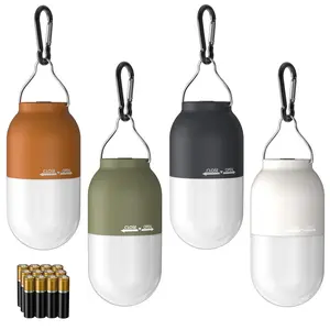 RECHOO Camping Essentials, 4 Pack Camping Lantern for Power Outages, Portable Camping Tent Lights with Clip Hook for Outdoor, Survival Gear for Hurricane, Emergency Supplies (Battery Included)