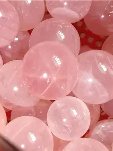 Natural Star Rose Quartz Crystal Ball, Mini Natural Crystal Ball, Handmade Sphere, Unique Pink Translucent Crystal with Natural Variations