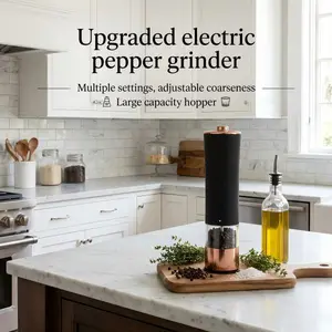 Electric Salt Pepper Grinder With LED Light, Automatic Spice Mill Battery Operated (Battery Not Included)