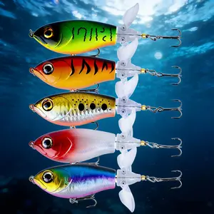 Top Water Fishing Lures with Hooks Double-Blade Design for Bass Catfish Pike Floating Lures Surface Wobble PoPobait Bass Baits Fishing Gifts for Men