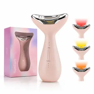 Sunluxy Facial Massager, 5-IN-1 Red Light Therapy for Face and Neck Beauty Device with 3 Color Mode Suction Vibration Heated for Skin Care & Neck Firming