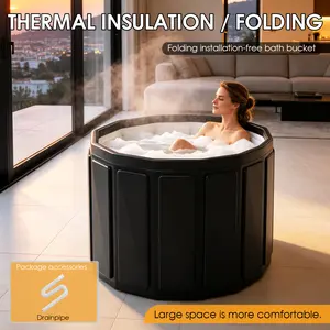 Portable Bathtub for Adults, Foldable Soaking Bathtub for Hot SPA & Ice Bath, Foldable Small Bathtub for Bathing, 6-Layer Insulated Portable Tub, Space-Saving（25.6" × 41.3"）#SummerVibes