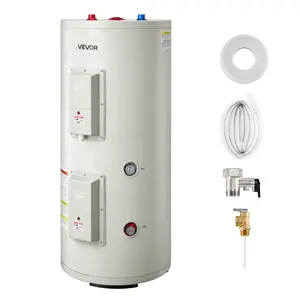 【DealsForYouDays】VEVOR 30 Gallon Electric Tank Water Heater, 5000W Point-of-Use Hot Water Heater with LED Display, Knob Control, Top Outlet, 240V with T&P Valve for Large Families, Small Commercial Spaces, Gray