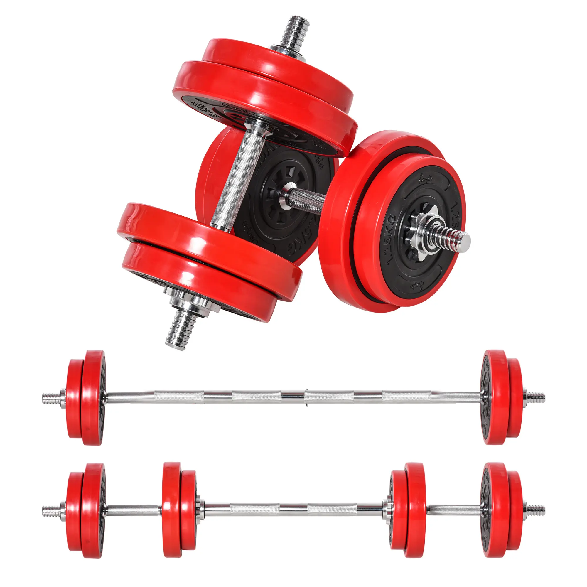 Soozier Adjustable Dumbbell Set with Weight Plates - 44/66 lbs Convertible to Barbell, Home Gym Equipment for Men and Women Weight Lifting Training, Weight Plate