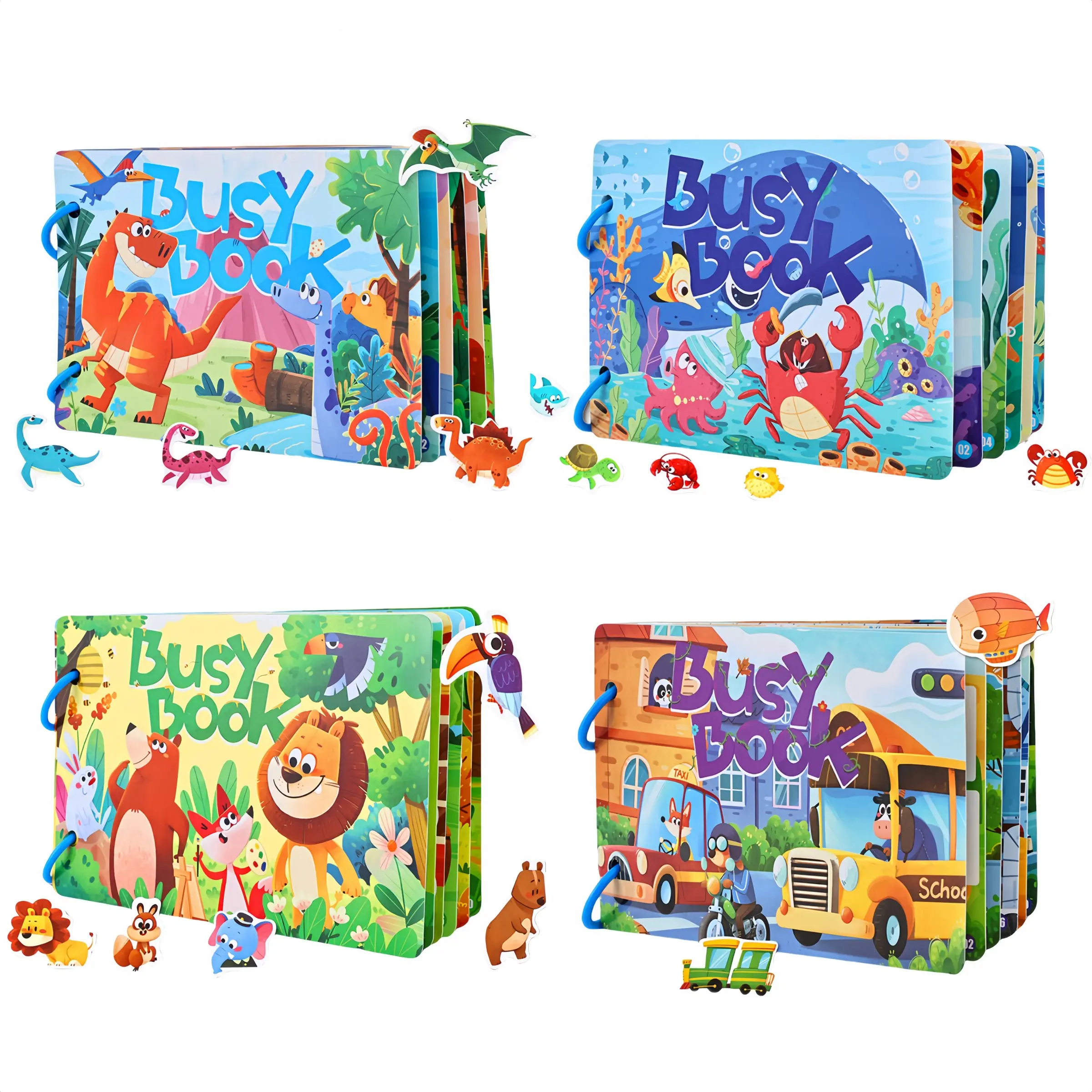 Busy Book Set, 1 Set Reusable Quiet Activity Sticky Book, Montessori Sensory Learning Book for Boys & Girls, School Supplies, Visual Learning Tools, Tracing Preschool Books