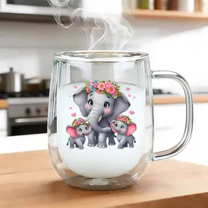 1PC Insulated Double-Walled High Borosilicate Reusable Glass Cup with Handle,large Capacity Clear Coffee Mug for Hot & Cold Beverages Drinks for Men Women,Perfect Birthday Gift,Travel-Friendly, kitchen Bar Settings,Home Office Water Cup