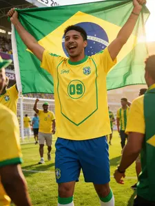 World Cup Brazil jersey, casual sporty style for both men and women, classic yellow-green Brazilian color scheme digital T-shirt, perfect for Brazilian fans, supportive of team uniforms, Y2K fashion, couples’ style, suitable for both World Cup and everyda