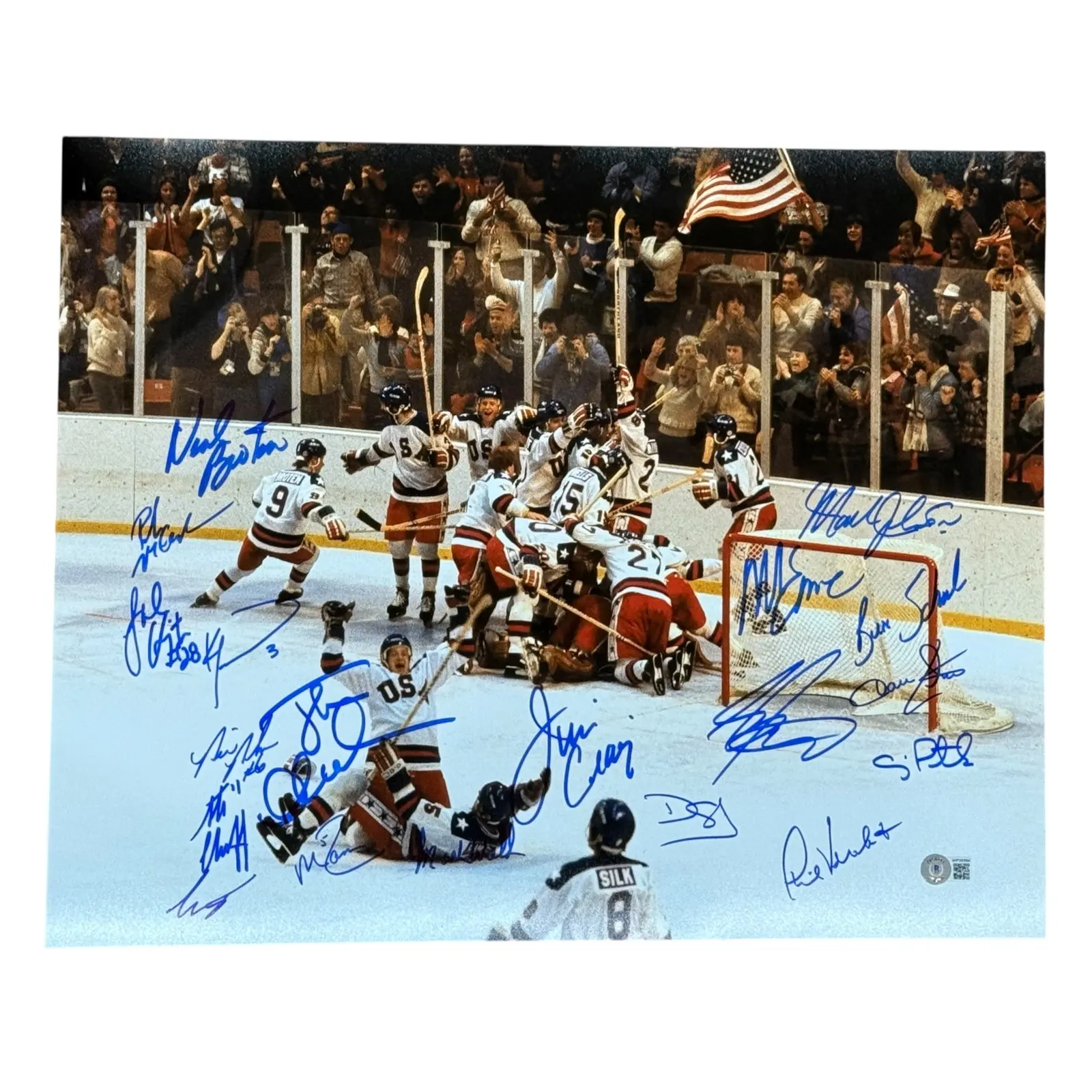 Authentic 1980 U.S. Olympic Hockey Team 16x20 Size Unframed Team Shot Photo - New, 18 Member Signatures, Miracle On Ice, Beckett Certified Sports Collectible for Olympic Enthusiasts