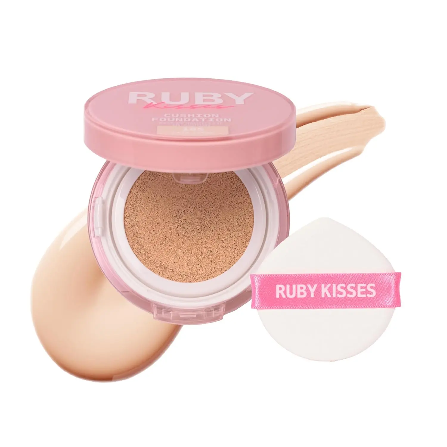 Ruby Kisses Cushion Foundation, Long-Lasting Hydrating Makeup with Buildable Full Coverage, Weightless Formula for a Natural, Flawless Base, Jar Container, Hydrating And Long-Lasting, Transfer Proof, Even Skin Tone, Foundation Routine