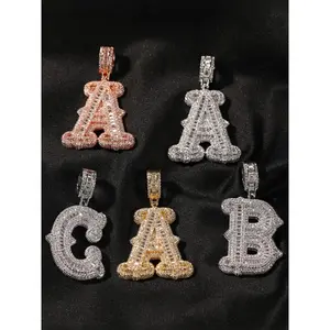 Initials Letter Pendant Necklace, Fashion Alphabet Pendant, Rhinestone Decor Chain Necklace, Hip Hop Jewelry for Party, Daily Decor, Trendy All-match & Exquisite Jewelry for Birthday Gift