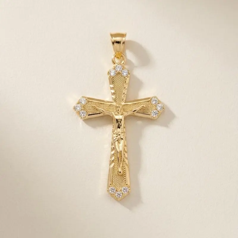 "Elegant 14K Gold-Filled Crucifix Pendant"