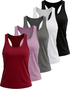 Women's 5-Pack Athletic Tank Tops, Racerback Compression Sleeveless Dry Fit Workout Shirts, Tank Top