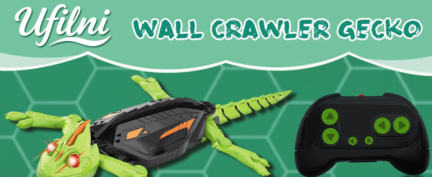 Wall Crawler Gecko TikTokShopBlackFriday Remote Control Toy Electric Lizard with LED Glowing Eyes 360° Spin Rechargeable Christmas STEM Tech Gift for Kids Ages 6-12