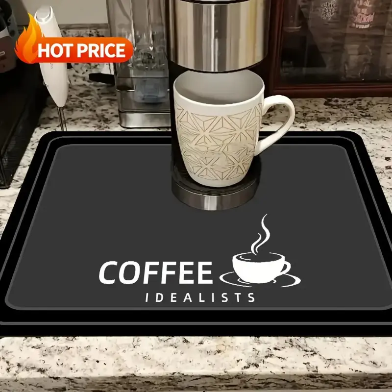 Coffee Bar Mat Absorbent Coffee Countertop Mat Coffee Table Mat Rubber Backed Non-Slip Coffee Placemat Hide Stain Coffee Pot Mat Dish Drying Mat Coffee Station Accessories Trendy Viral Gift for Coffee Lovers Household Placemat Table Pad Mat