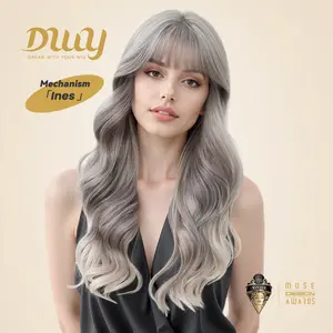 Ines H-DWY New Color Machine Made Free Part Long Wavy Blonde Realistic Scalp Glueless Synthetic Wig for Women 26 Inches