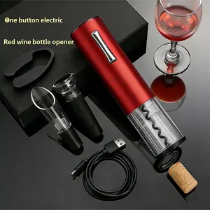 Rechargeable Electric Wine Bottle Opener Set - Automatic Corkscrew with Vacuum Stopper, Decanter, Pourer, Foil Cutter, Display Stand - Ideal Valentine's Day, Housewarming Gift