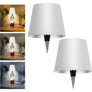2 Pack Wine Bottle Lamps, 2025 New 3 Color Rechargeable Wireless Bottle Lamp Kit for Liquor Bottles with Touch Dimming for Parties, Restaurants & Home Decor (White)