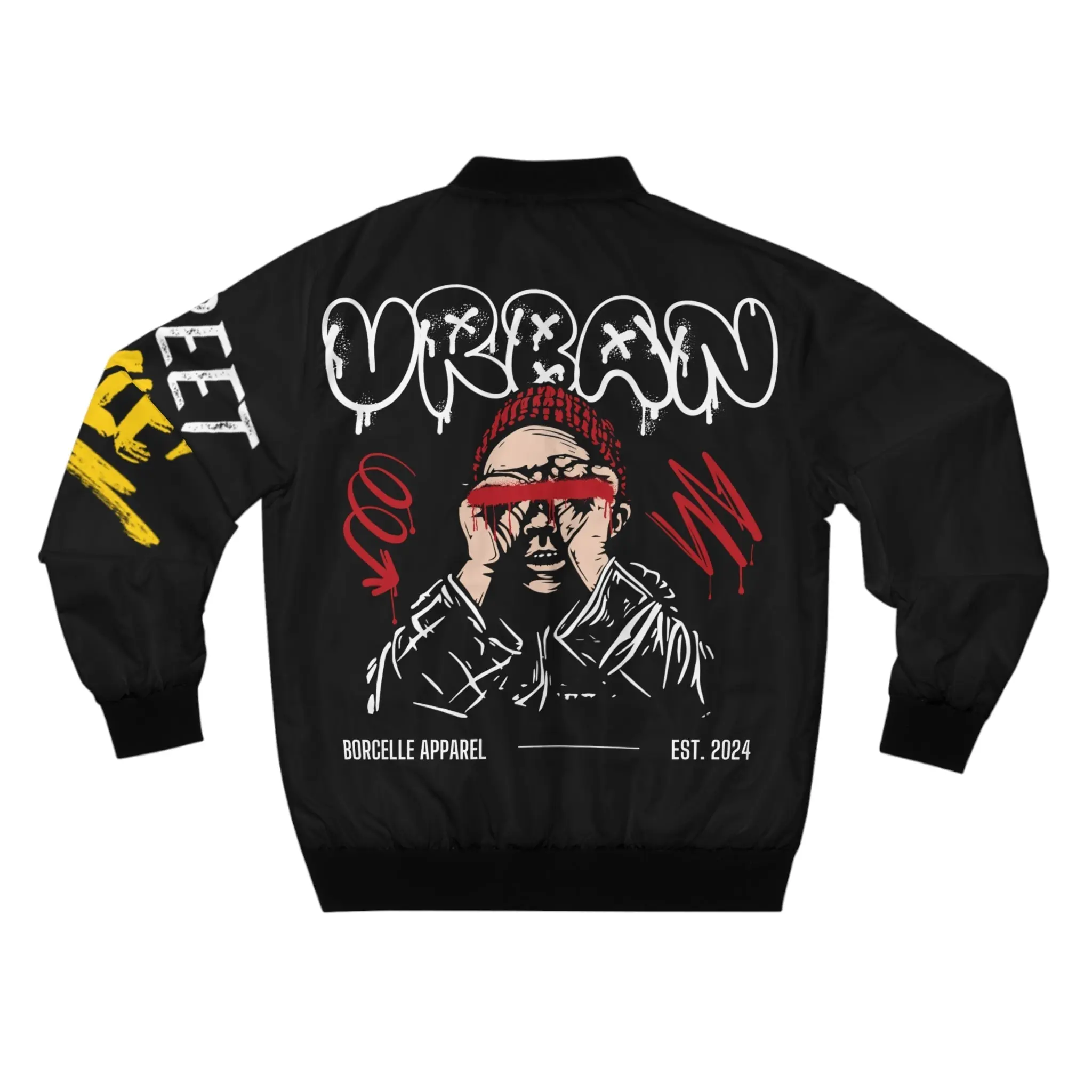 Men's Graphic Bomber Jacket – Graffiti Print Streetwear Outerwear