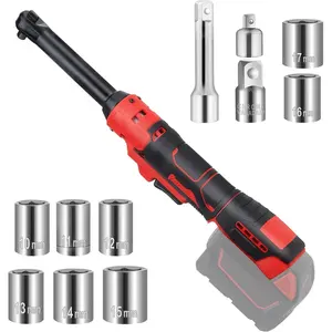 Cordless Ratchet for Milwaukee 18V Battery, 3/8" Electric Ratchet 18V Cordless Ratchet Wrench 74Ft-Lbs with Reinforced 6.3 inch Head, 1/2" and 1/4" Adapter, 3" Extension Bar (Total 11 ‎Accessories)