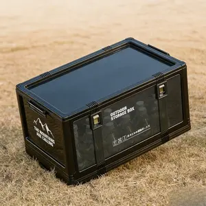 Foldable Outdoor Storage Box with Transparent Door, Small Folding Camping Organizer, Ideal for Hiking, Picnics, Rvs, Home Storage