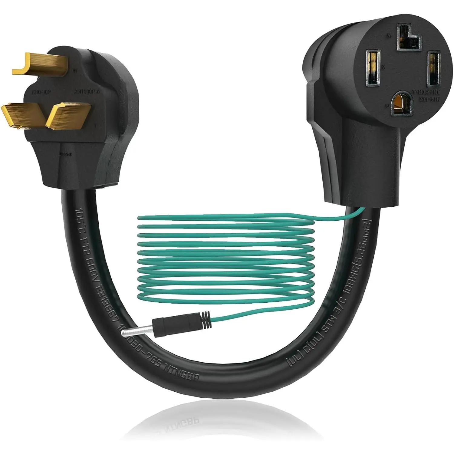 Rental Friendly Plug and Play Dryer Adapter 4 Prong to 3 Prong 1.5FT 30 Amp with Safety Ground Wire NEMA 10-30P Male to 14-30R Female Outlet Plug Power Cord Black